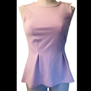 Ann Taylor Pink Sleeveless Peplum Top Size Medium